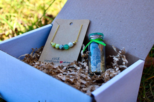 Luck Gift Set: Crystal Necklace and Spell Jar