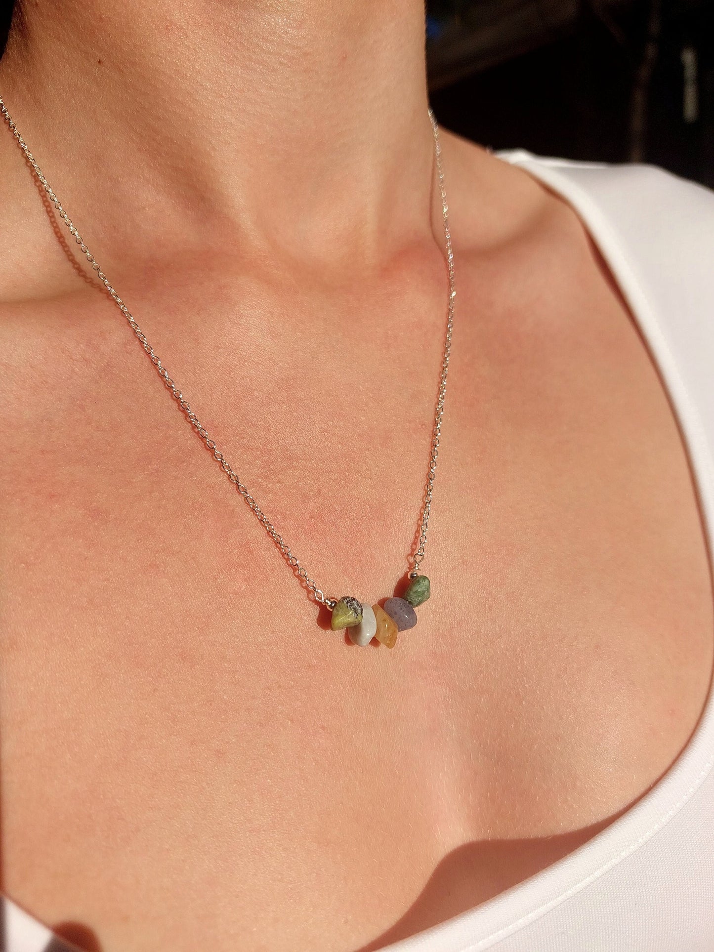 Handmade Gemini Crystal Chip Necklace