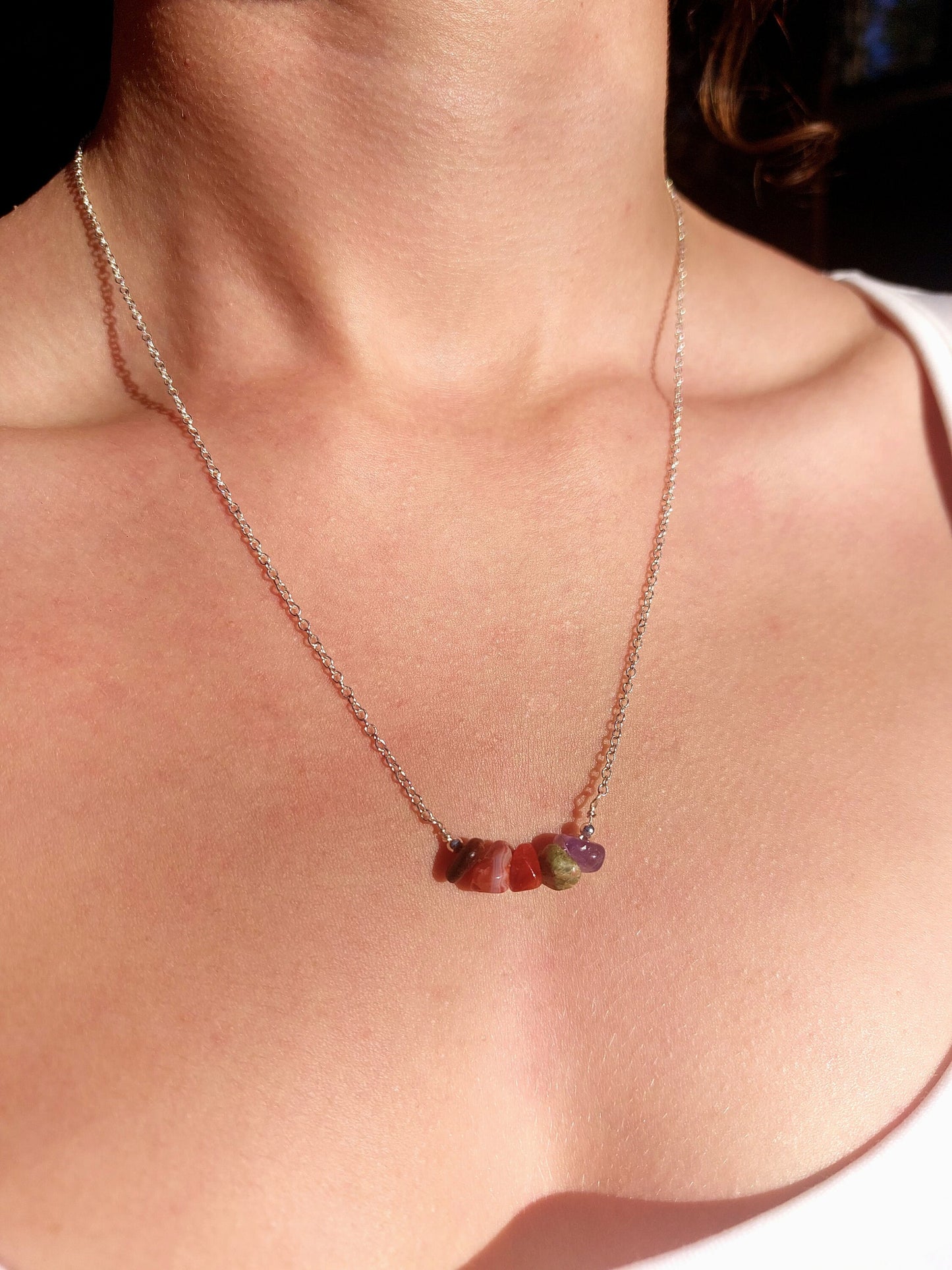 Handmade Aries Crystal Chip Necklace