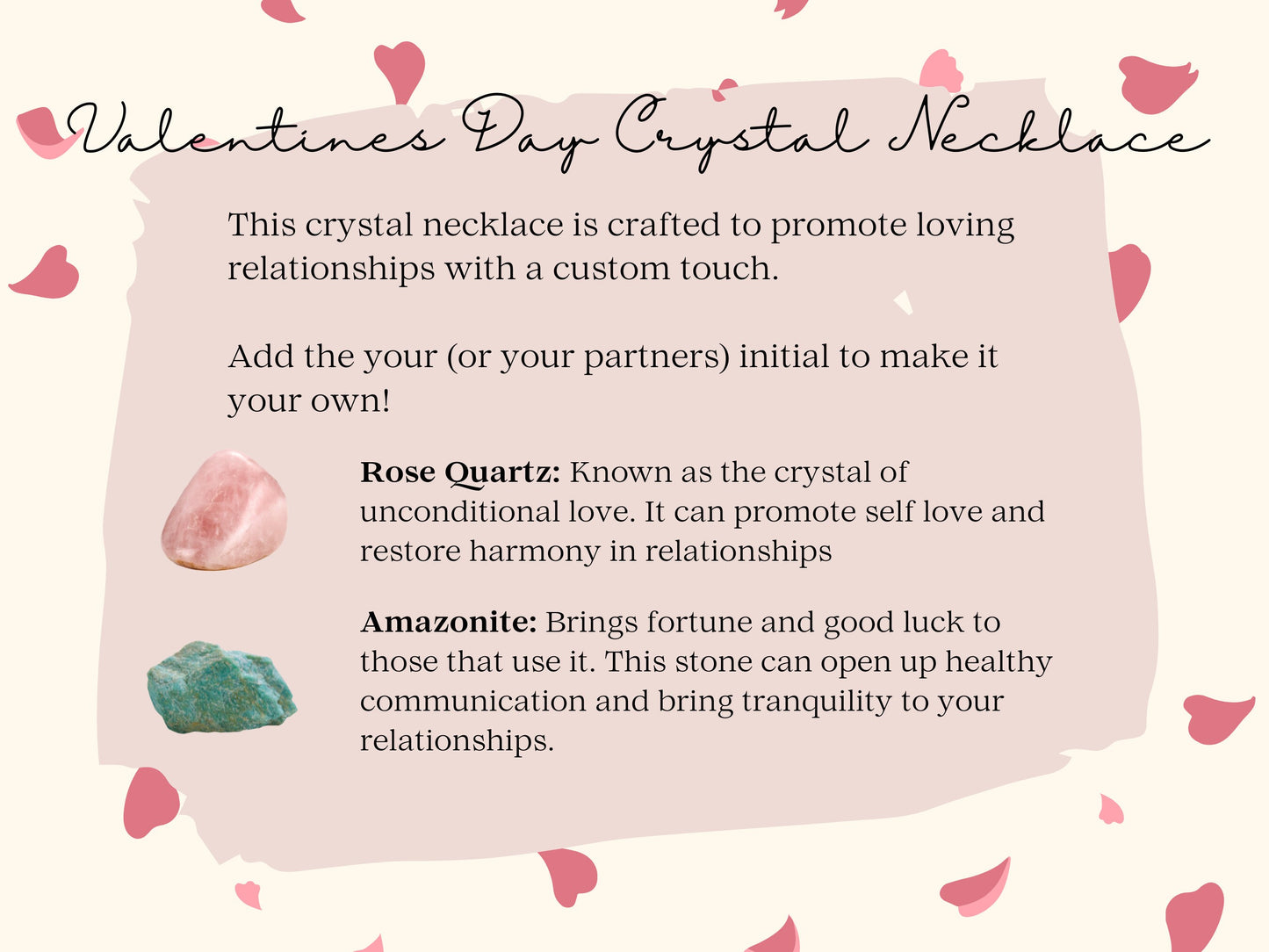 Custom Initial Charm Necklace: Rose Quartz & Amazonite