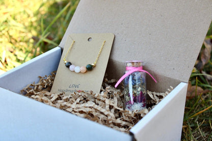 Love Manifesting Gift Set: Crystal Necklace and Spell Jar