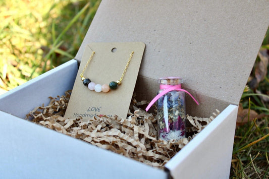 Love Manifesting Gift Set: Crystal Necklace and Spell Jar