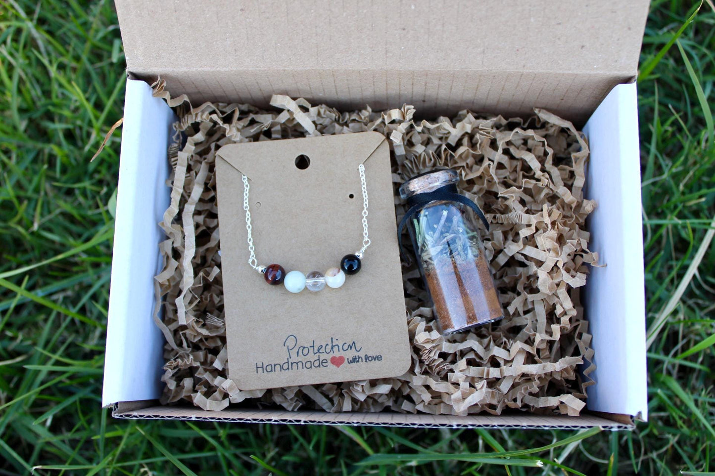 Protection Gift Set: Crystal Necklace and Spell Jar