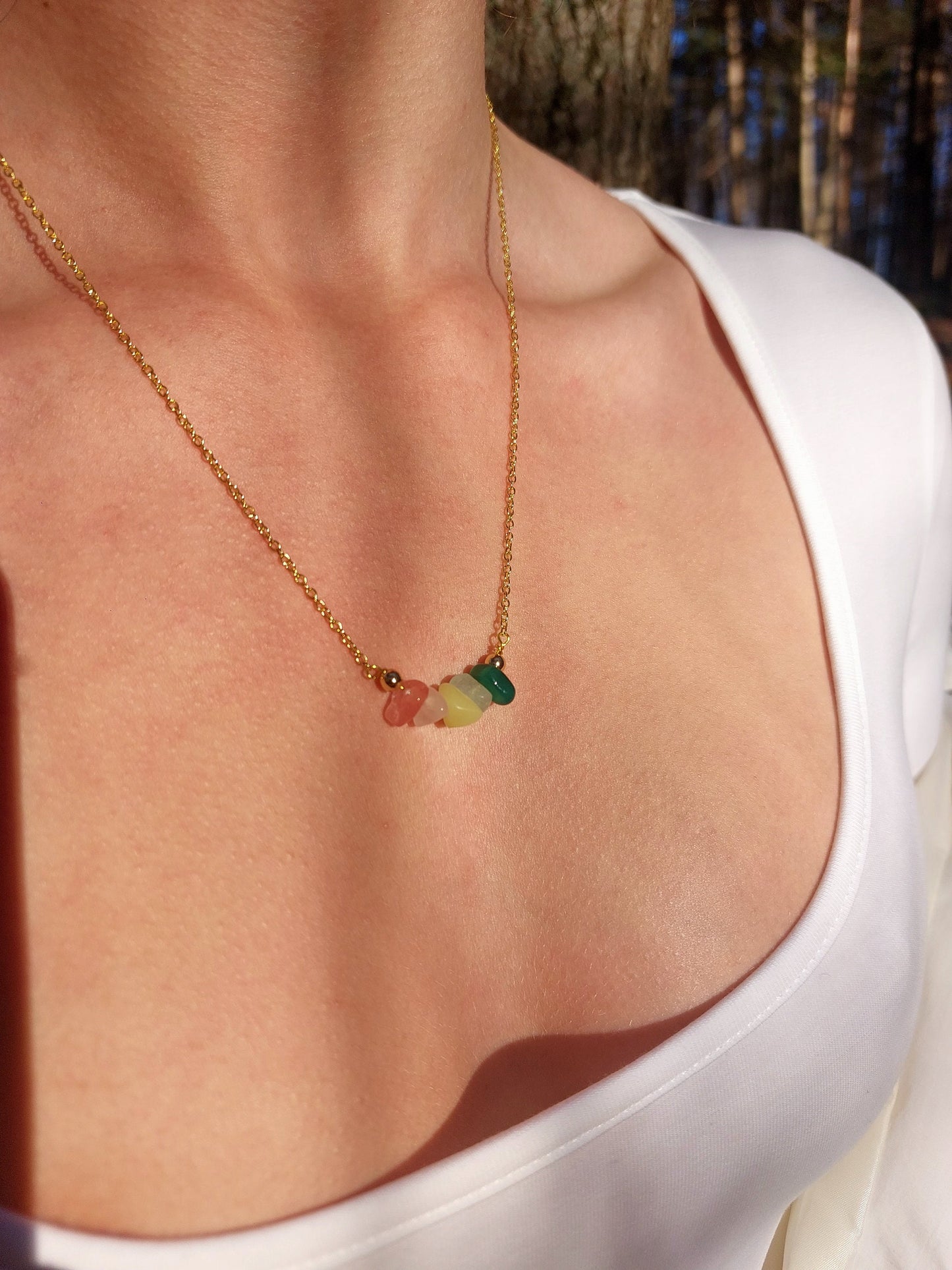 Handmade Taurus Crystal Chip Necklace