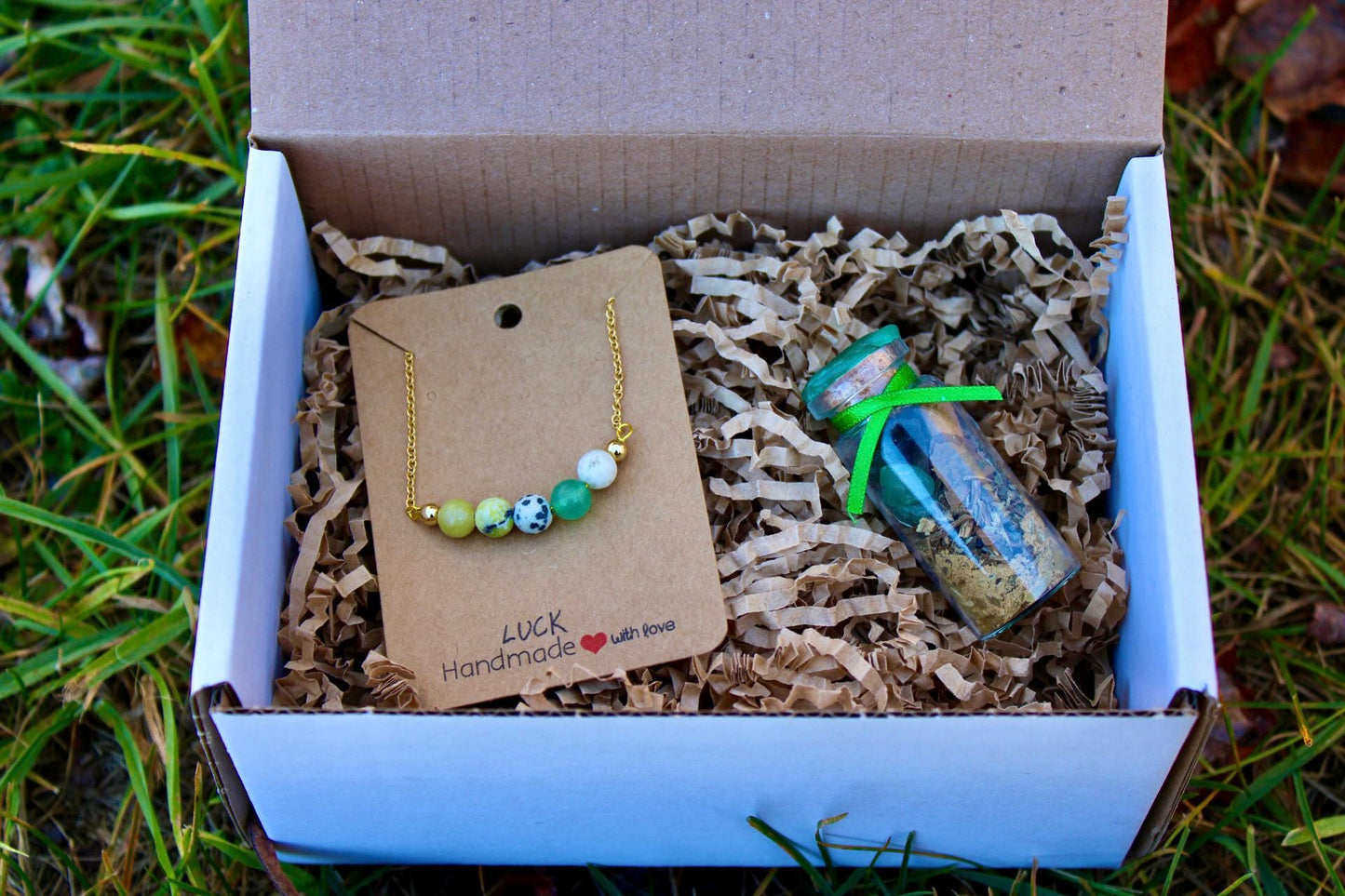 Luck Gift Set: Crystal Necklace and Spell Jar