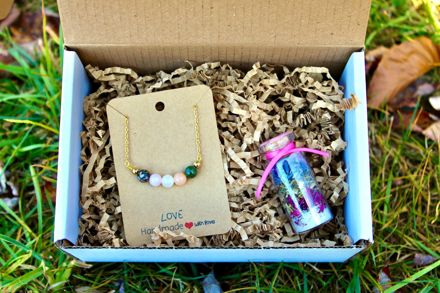 Love Manifesting Gift Set: Crystal Necklace and Spell Jar