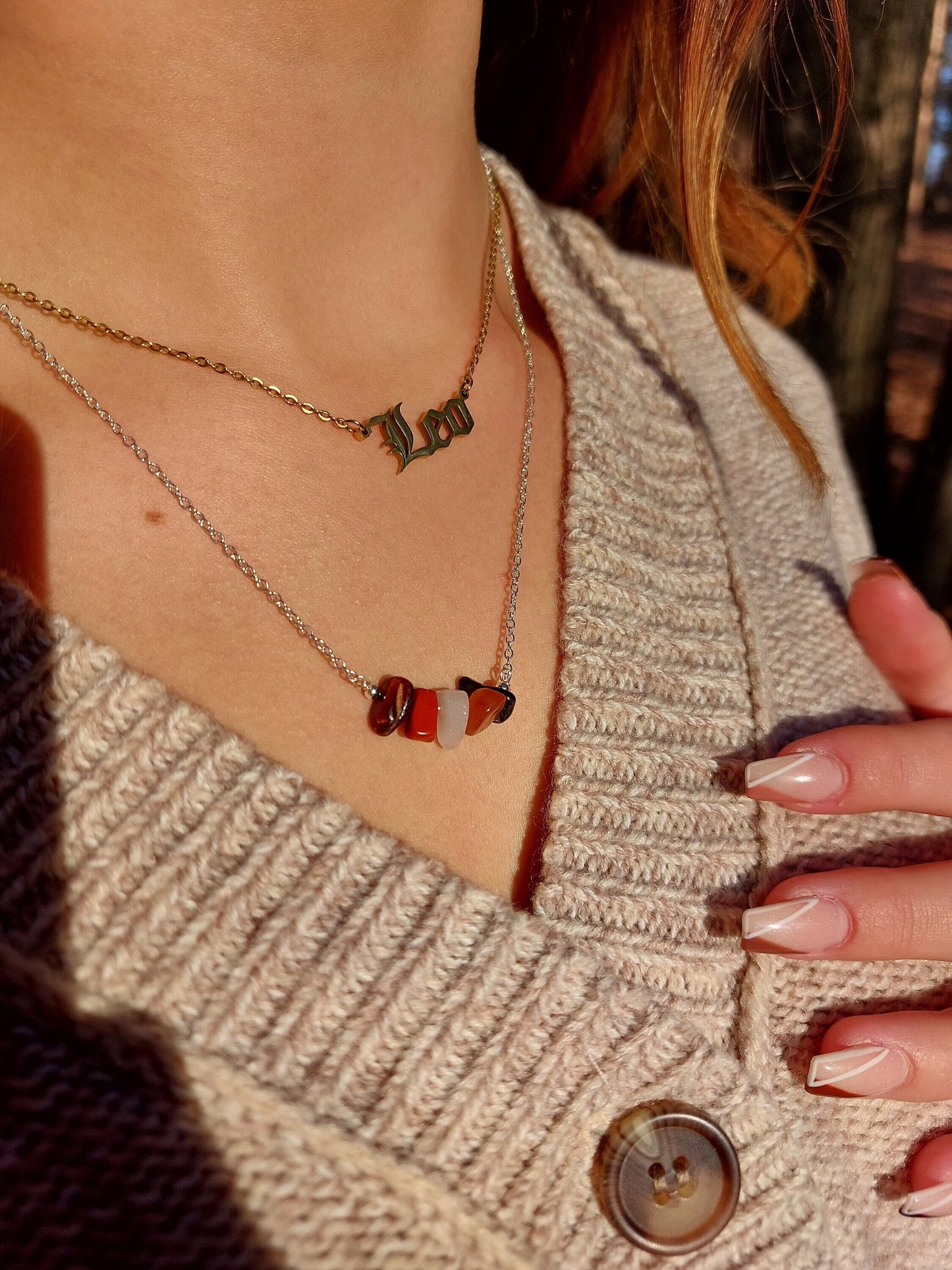 Handmade Leo Crystal Chip Necklace