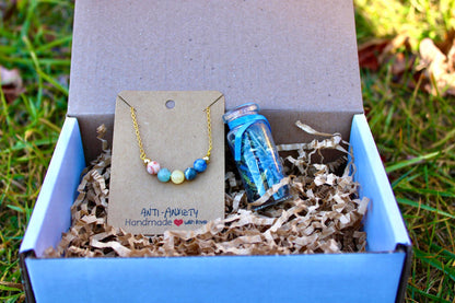 Anxiety Relief Gift Set: Crystal Necklace and Spell Jar