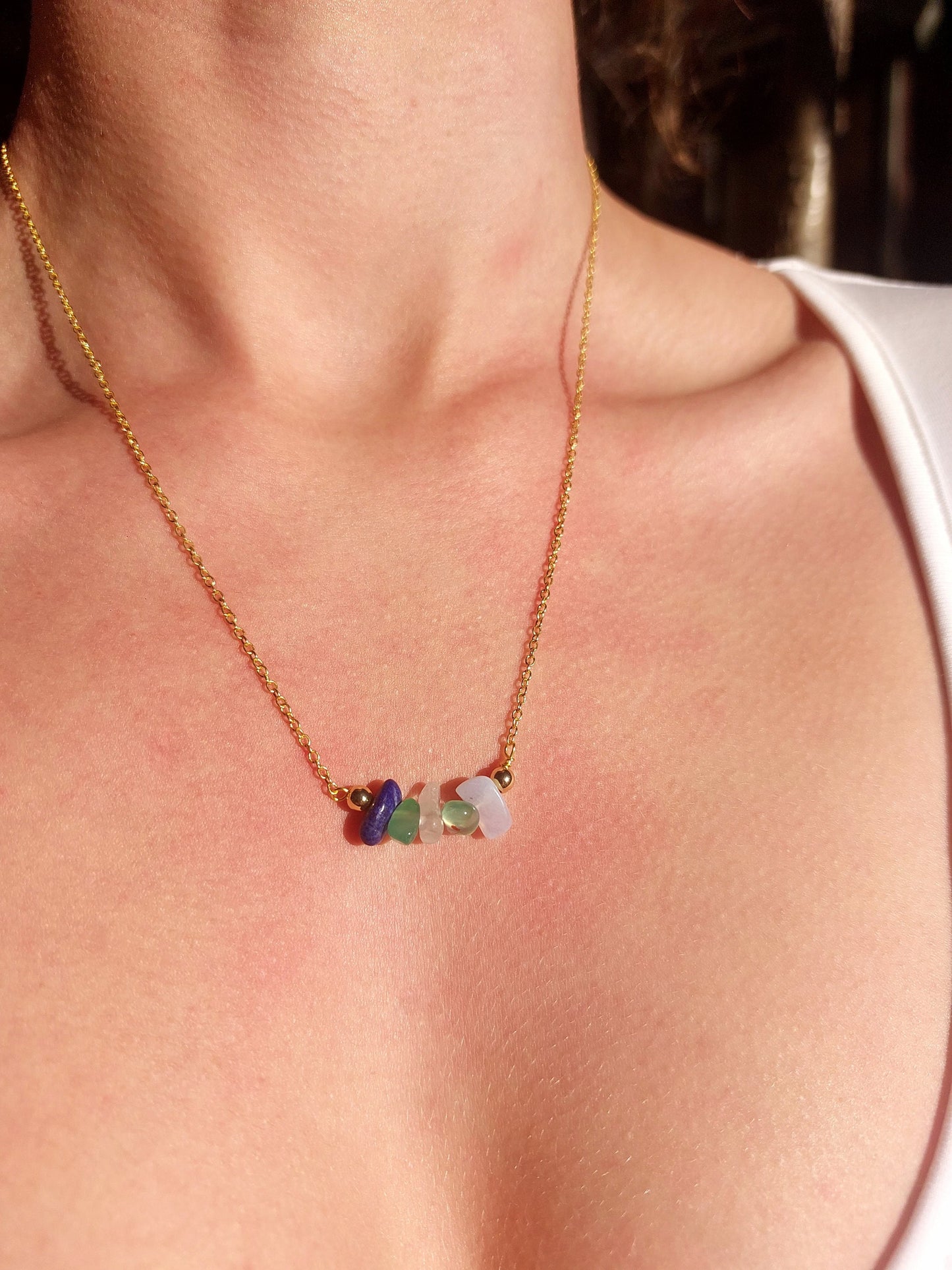 Handmade Pisces Crystal Chip Necklace